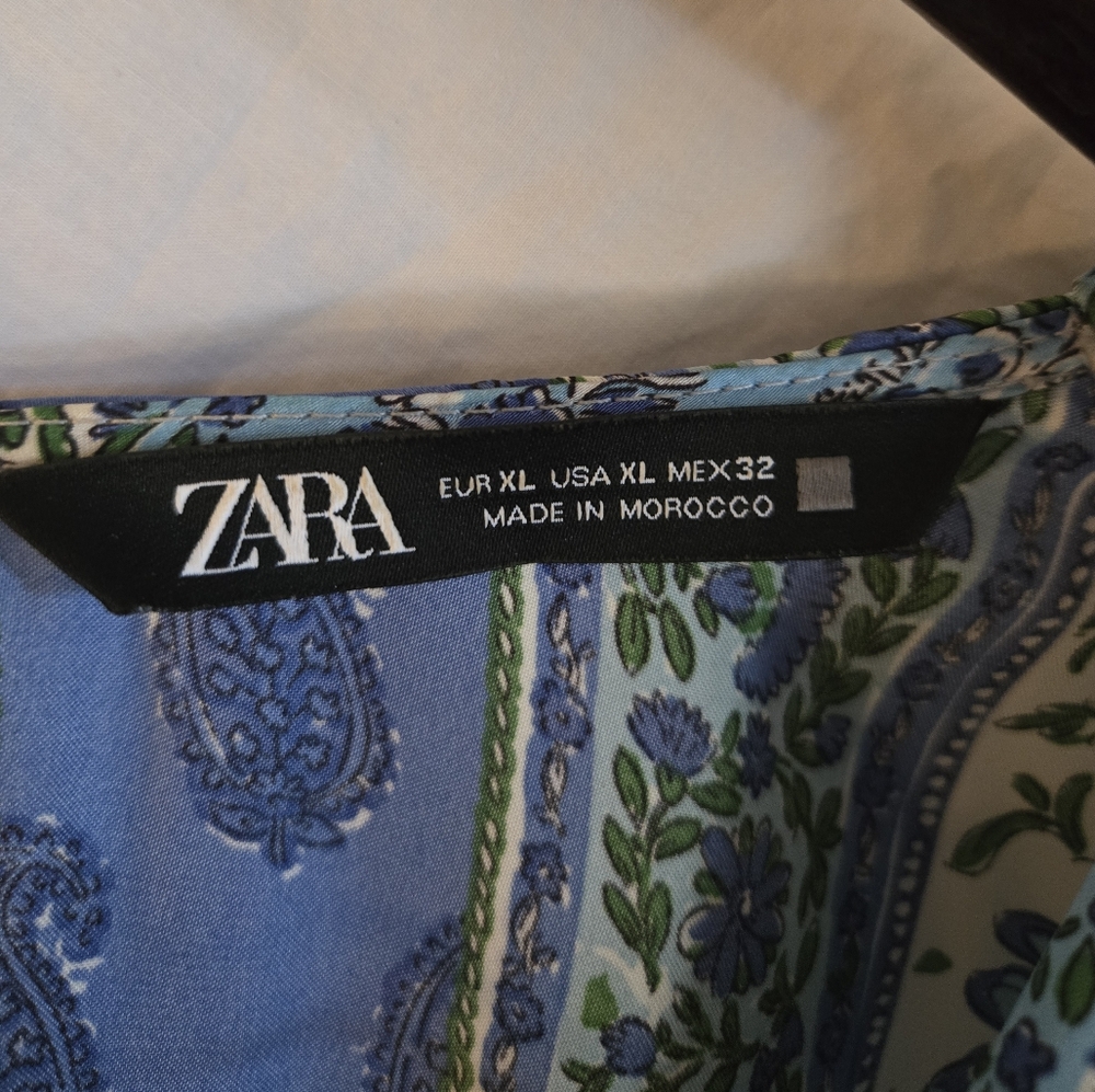 Zara Blue Paisley Patchwork Romper Size Large - image 5